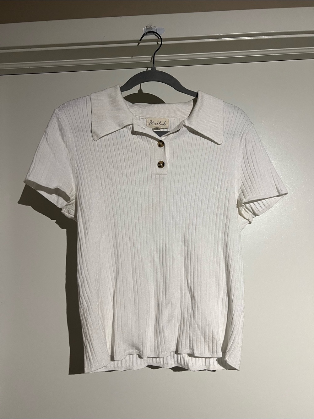 Marled Cream Ribbed Button-Up Cardigan with Tortoiseshell Buttons - Picture 3 of 3